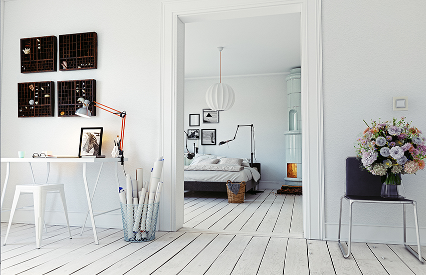 トップ画面イメージ、白を基調とした部屋